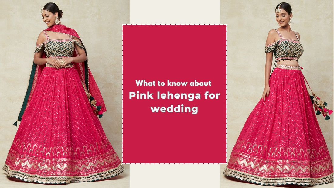 Pink lehengas with detailed embroidery and jewellery, perfect for weddings by PepaBai.