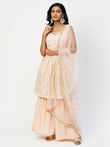 Peach Georgette Sharara Suit with Elegant White Embroidery - PepaBai