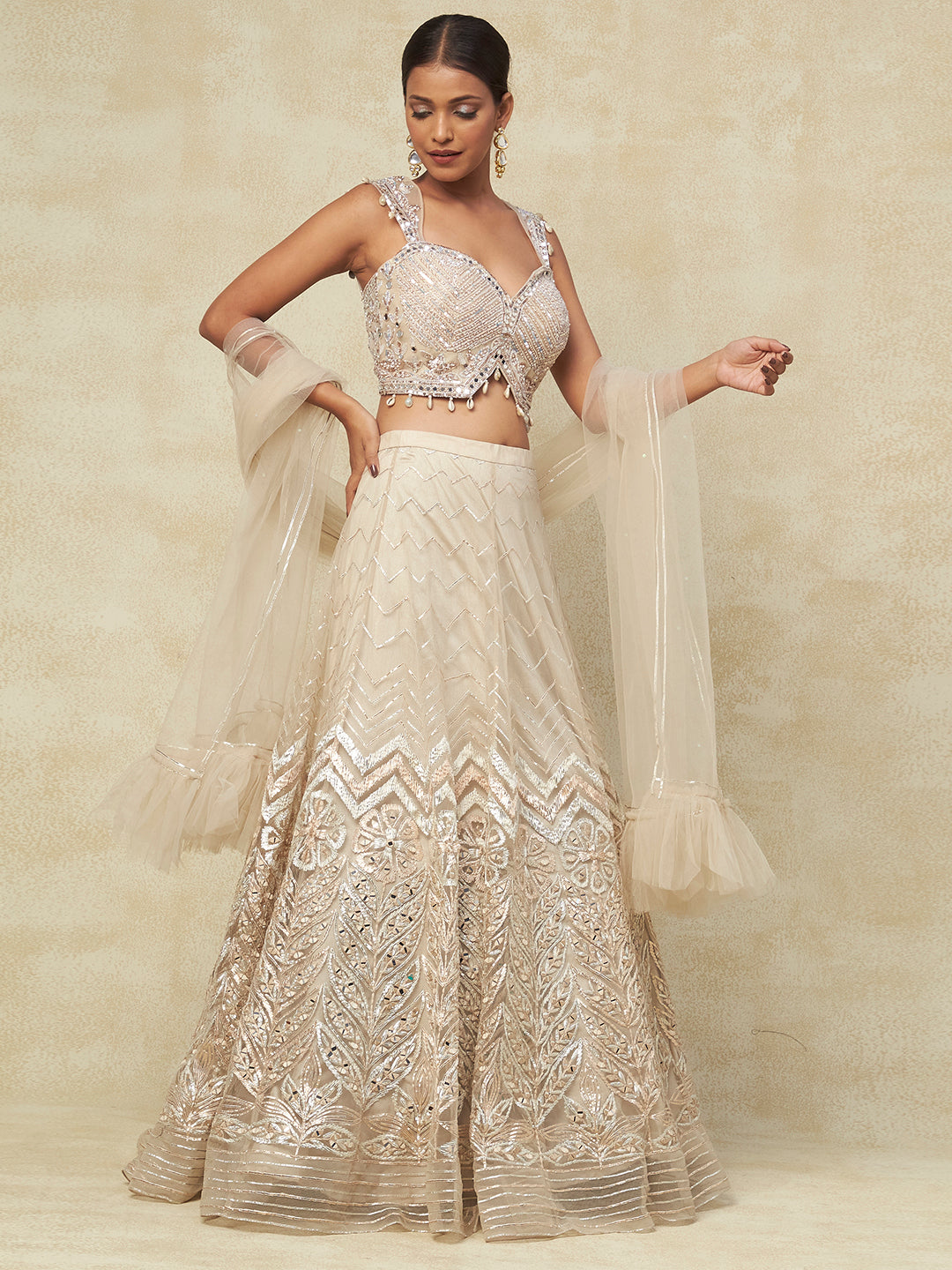 Gold Net Lehenga With handwork Embroidery - PepaBai