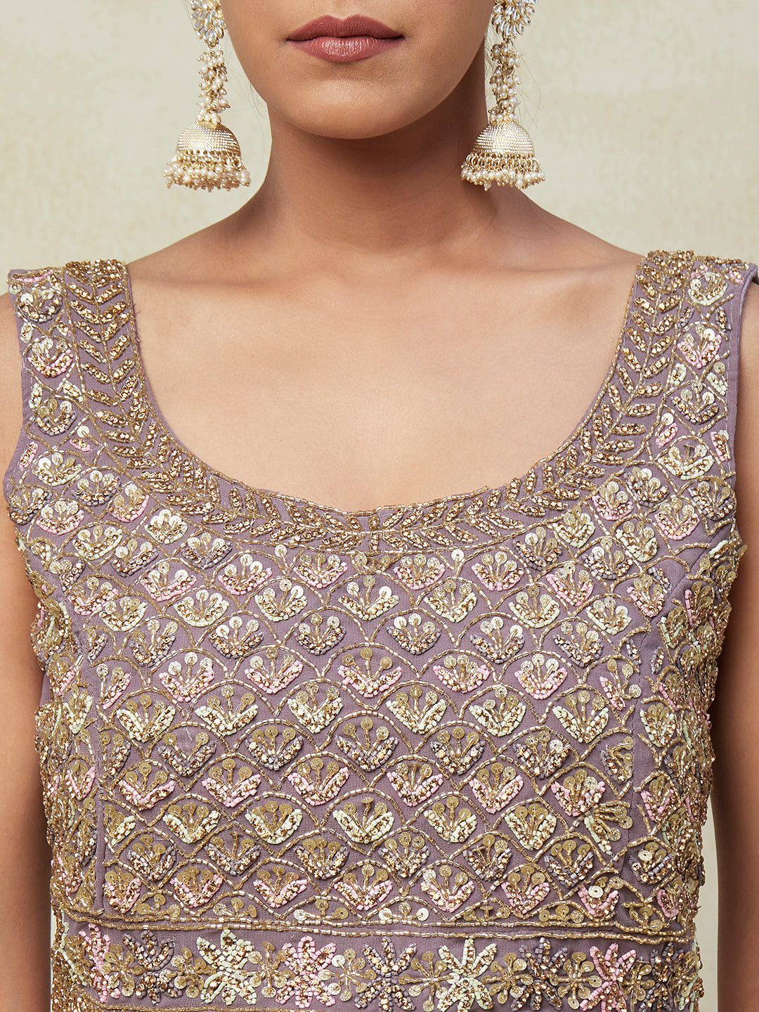 Mauve Georgette Lehenga With handwork Embroidery - PepaBai