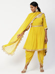 Yellow Georgette Solid Kurta Set With Dupatta - PepaBai