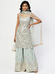 Light Blue Georgette Sharara Suit With Embroidery - PepaBai