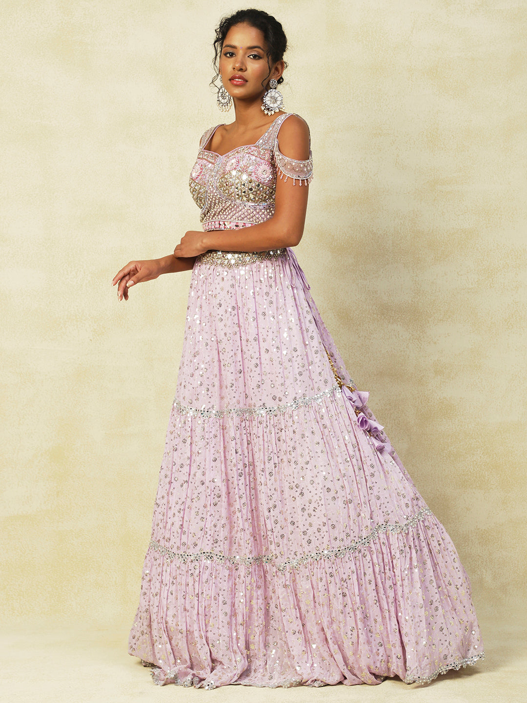 Purple Georgette Lehenga Adorned with Exquisite Embroidery - PepaBai