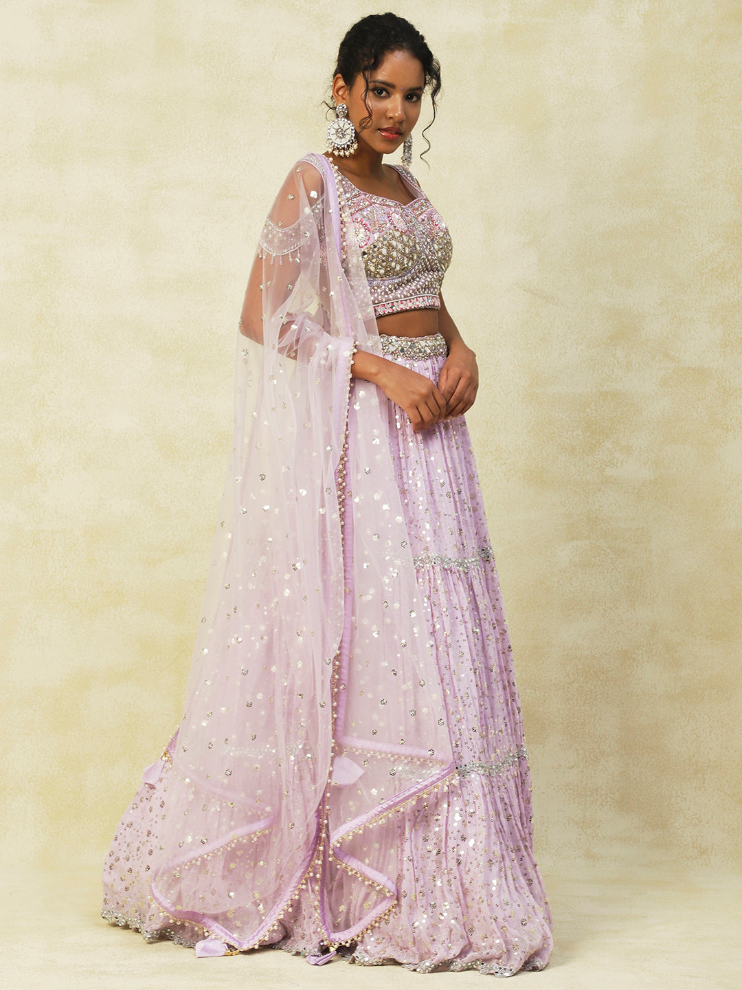 Purple Georgette Lehenga Adorned with Exquisite Embroidery - PepaBai