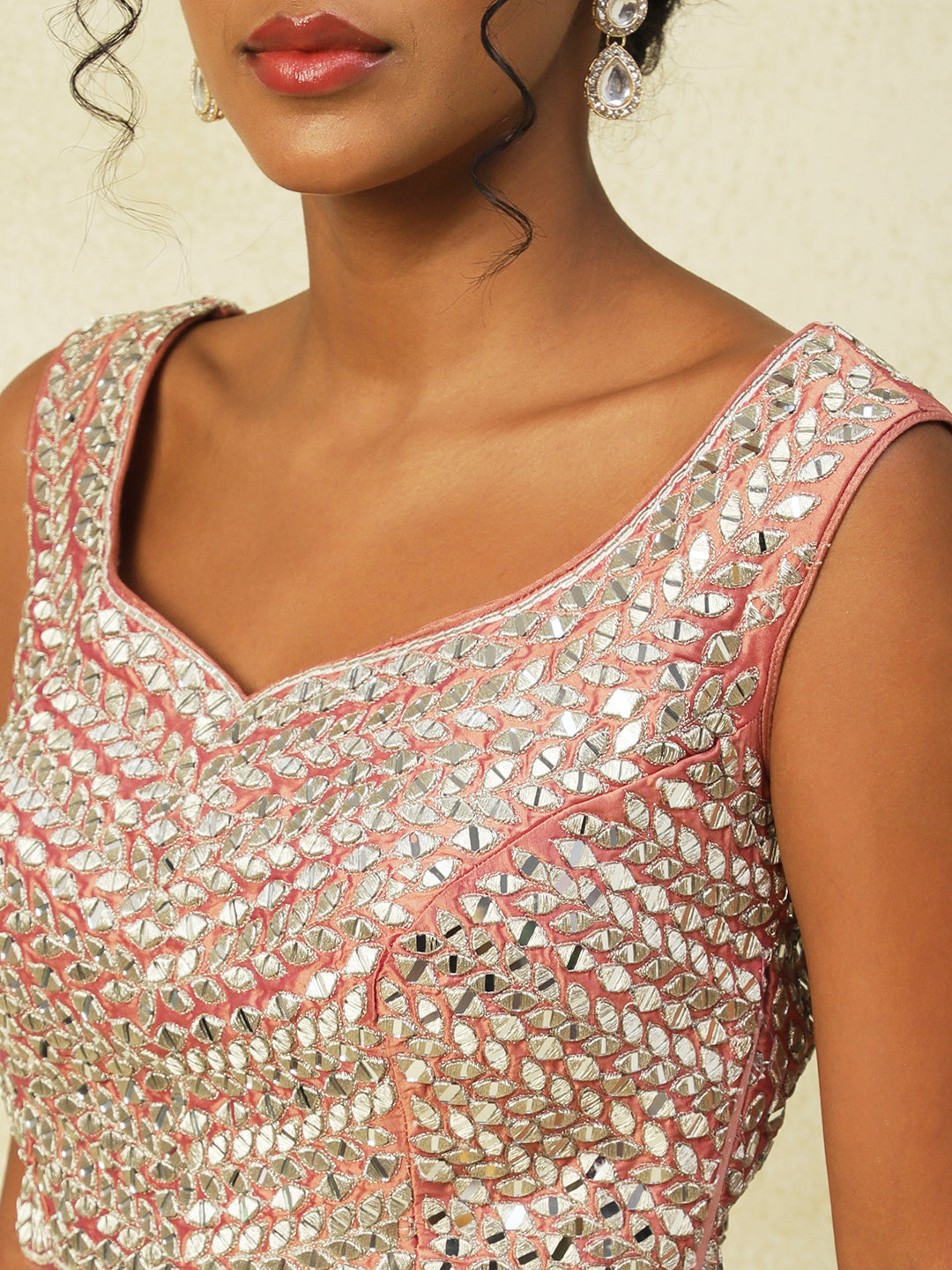 Pink & Yellow Silk Lehenga With Embroidery - PepaBai