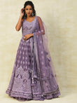 Purple Net Lehenga With Embroidery - PepaBai