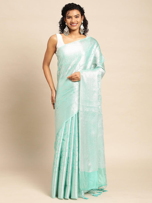 Sea Green Soft Kubera Saree with Blouse Piece - PepaBai