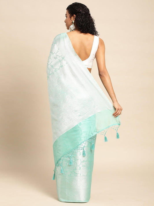 Sea Green Soft Kubera Saree with Blouse Piece - PepaBai