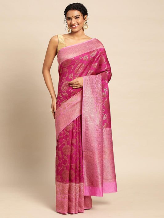 Rani Duppion Silk Digital Print Saree with Blouse Piece - PepaBai