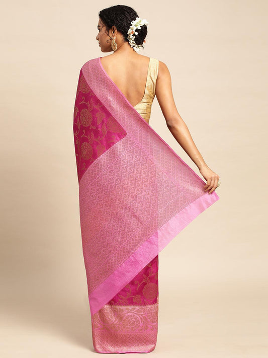 Rani Duppion Silk Digital Print Saree with Blouse Piece - PepaBai