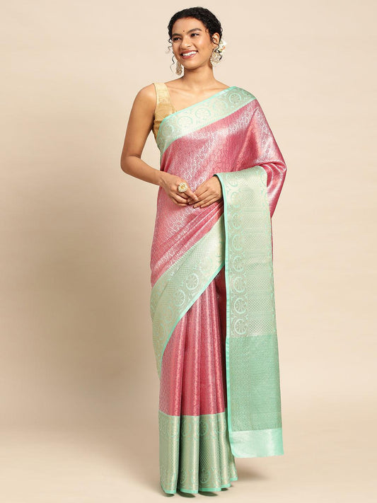 Pink Soft Kubera Saree with Blouse Piece - PepaBai