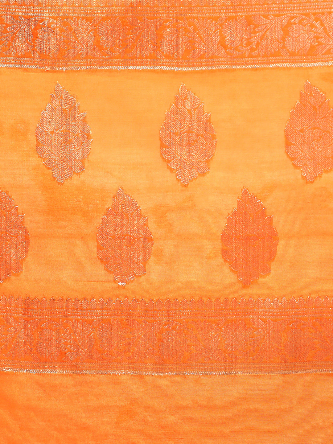Orange Soft Silk Saree With Embroidery Work with Blouse Piece - PepaBai